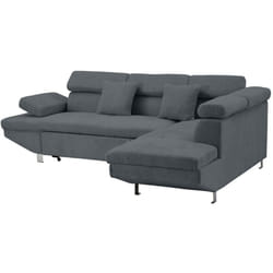 Bestmobilier - Margaux - canapé d'angle droit 5 places convertible avec coffre et têtières réglables en velours texturé