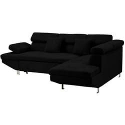 Bestmobilier - Margaux - canapé d'angle droit 5 places convertible avec coffre et têtières réglables en velours texturé