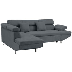 Bestmobilier - Margaux - canapé d'angle gauche 5 places convertible avec coffre et têtières réglables en velours texturé
