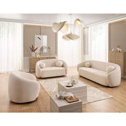 Lisa Design - Flore - fauteuil en tissu bouclette - beige