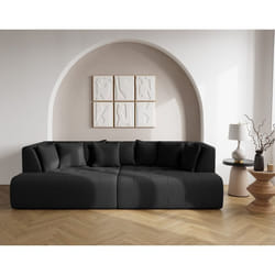 Onyx - canapé droit 4 places avec double méridienne - assise profonde - en velours côtelé