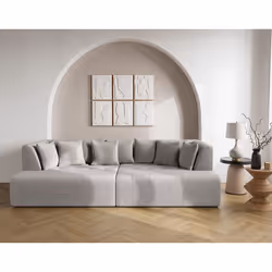 Onyx - canapé droit 4 places avec double méridienne - assise profonde - en velours côtelé