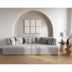 Onyx - canapé droit 4 places avec double méridienne - assise profonde - en velours côtelé
