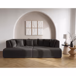 Onyx - canapé droit 4 places avec double méridienne - assise profonde - en velours côtelé