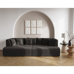 Onyx - canapé droit 4 places avec double méridienne - assise profonde - en velours côtelé