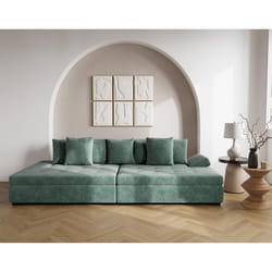 Vermont - canapé droit 4 places avec double méridienne - assise profonde - en velours texturé