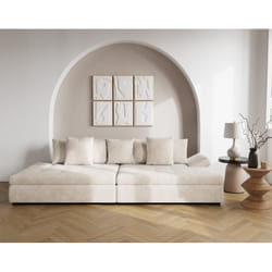 Vermont - canapé droit 4 places avec double méridienne - assise profonde - en velours texturé - beige