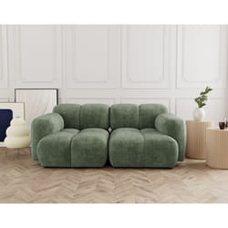 Grace - canapé modulable 2 places en velours texturé - Vert sauge