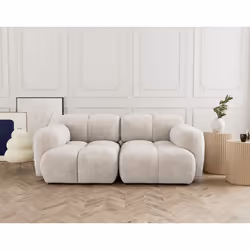 Grace - canapé modulable 2 places en velours texturé - Beige