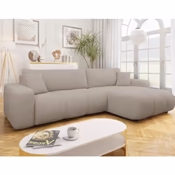 Nicole - Canapé d'angle réversible 5 places convertible avec coffre en tissu