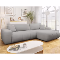 Nicole - Canapé d'angle réversible 5 places convertible avec coffre en tissu