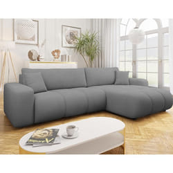 Nicole - Canapé d'angle réversible 5 places convertible avec coffre en tissu