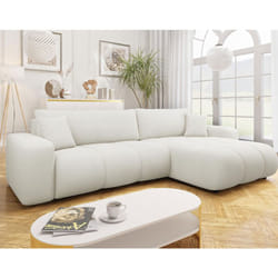 Nicole - canapé d'angle réversible 5 places convertible avec coffre en tissu