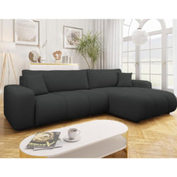 Nicole - canapé d'angle réversible 5 places convertible avec coffre en tissu