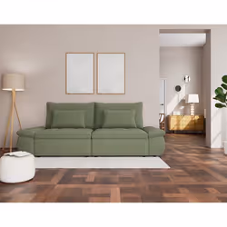 Elvona - Canapé droit 3 places convertible avec coffre en tissu texturé