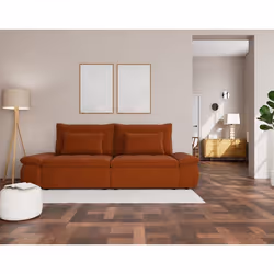 Elvona - Canapé droit 3 places convertible avec coffre en tissu texturé