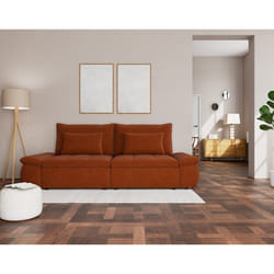 Elvona - Canapé droit 3 places convertible avec coffre en tissu texturé