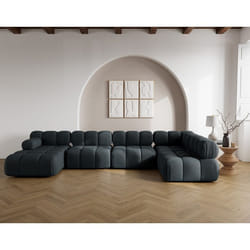 Ruby - canapé panoramique modulable d'angle droit 7 places en velours texturé