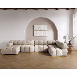 Ruby - canapé panoramique modulable d'angle droit 7 places en velours texturé