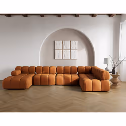 Ruby - canapé panoramique modulable d'angle droit 7 places en velours texturé