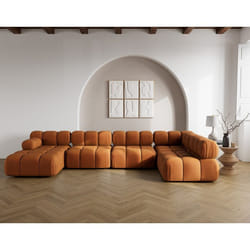 Ruby - canapé panoramique modulable d'angle droit 7 places en velours texturé