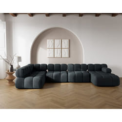 Ruby - canapé panoramique modulable d'angle gauche 7 places en velours texturé