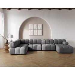 Ruby - canapé panoramique modulable d'angle gauche 7 places en velours texturé