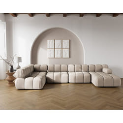 Ruby - canapé panoramique modulable d'angle gauche 7 places en velours texturé