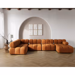 Ruby - canapé panoramique modulable d'angle gauche 7 places en velours texturé