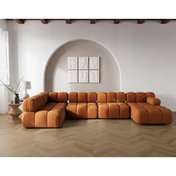 Ruby - canapé panoramique modulable d'angle gauche 7 places en velours texturé