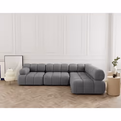 Ruby - canapé modulable d'angle droit 5 places en velours texturé