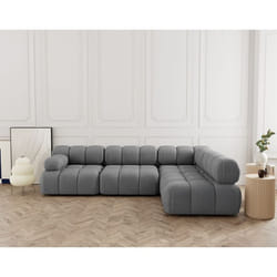 Ruby - canapé modulable d'angle droit 5 places en velours texturé