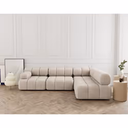 Ruby - canapé modulable d'angle droit 5 places en velours texturé