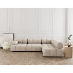 Ruby - canapé modulable d'angle droit 5 places en velours texturé