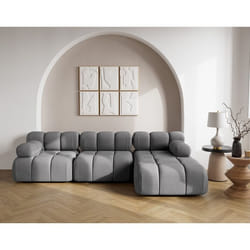 Ruby - canapé modulable d'angle droit 4 places en velours texturé