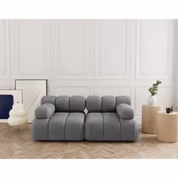 Ruby - canapé droit modulable 2 places en velours texturé