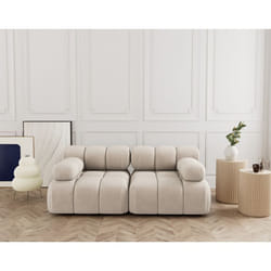 Ruby - canapé droit modulable 2 places en velours texturé