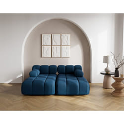 Ruby - canapé droit 4 places avec double méridienne - assise profonde - en velours texturé