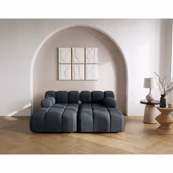 Ruby - canapé droit 4 places avec double méridienne - assise profonde - en velours texturé