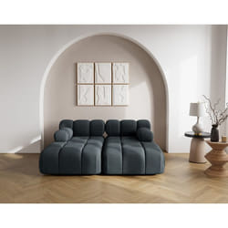 Ruby - canapé droit 4 places avec double méridienne - assise profonde - en velours texturé