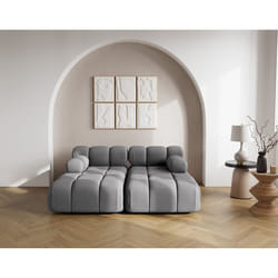 Ruby - canapé droit 4 places avec double méridienne - assise profonde - en velours texturé