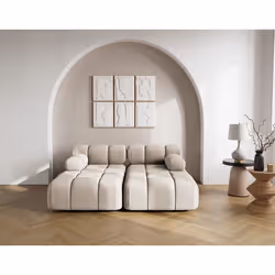 Ruby - canapé droit 4 places avec double méridienne - assise profonde - en velours texturé