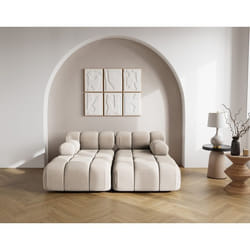 Ruby - canapé droit 4 places avec double méridienne - assise profonde - en velours texturé