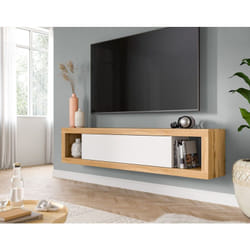 Ethan – meuble tv – 1 porte – bois et blanc - 180 cm