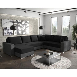 Epona - Canapé panoramique d'angle réversible 7 places convertible avec coffre en tissu