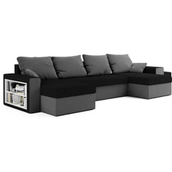 Bestmobilier - Jonah - canapé panoramique en u 7 places convertible avec coffre et tablette en tissu