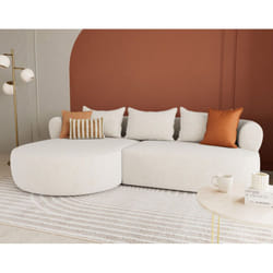 Lisa Design - Angela - canapé d'angle gauche 4 places en velours texturé - beige