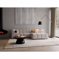 Curtis - canapé d'angle droit 4 places avec accoudoir en tissu texturé