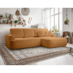 Candela - canapé dangle droit 4 places - convertible avec coffre - en tissu bouclette - Terracotta
