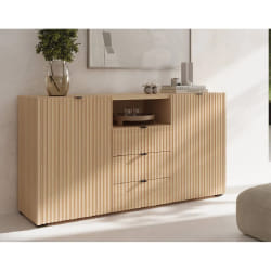Judy - buffet bas 150 cm - 2 portes, 3 tiroirs et 1 niche